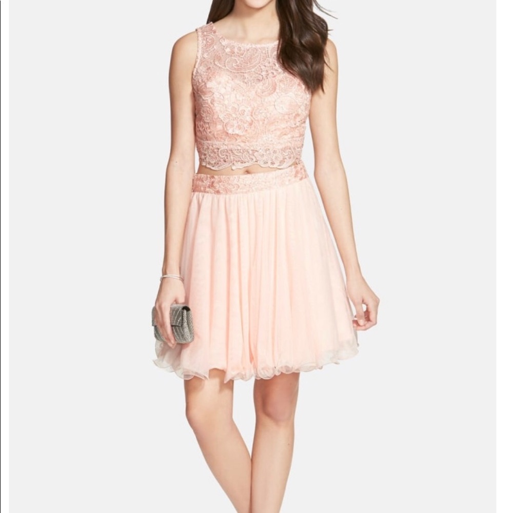 2 piece pink lace dress